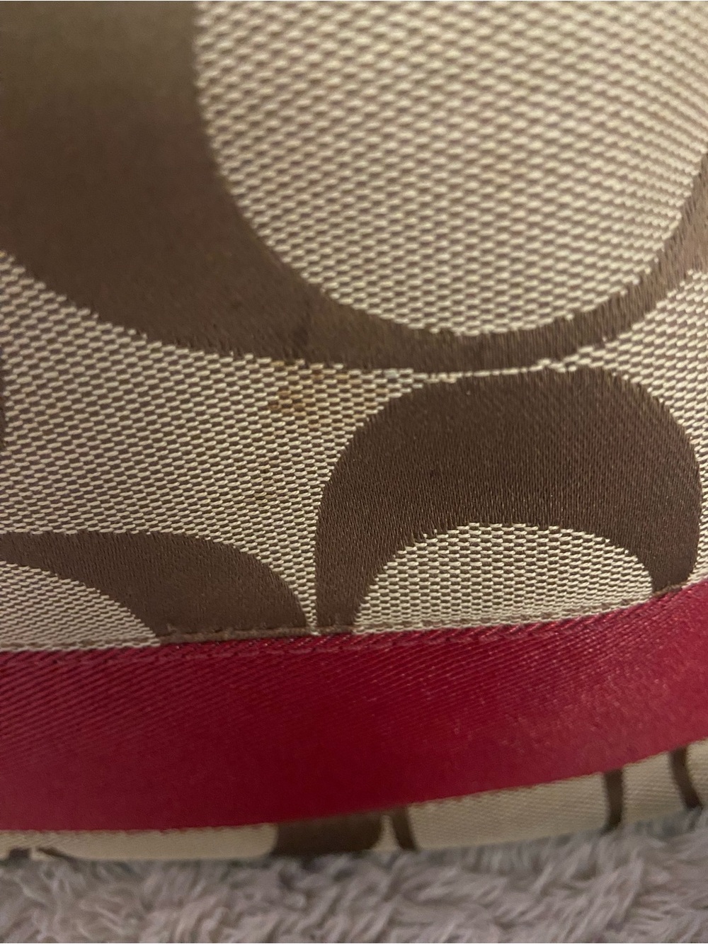 Coach Khaki Signature Canvas Crossbody with Red Trim - Picture 8 of 10